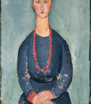 Amedeo Modigliani Donna con collana rossa olio su tela, 1918