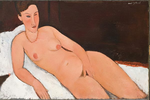 Amedeo Modigliani Nudo con collana di corallo olio su tela, 1917