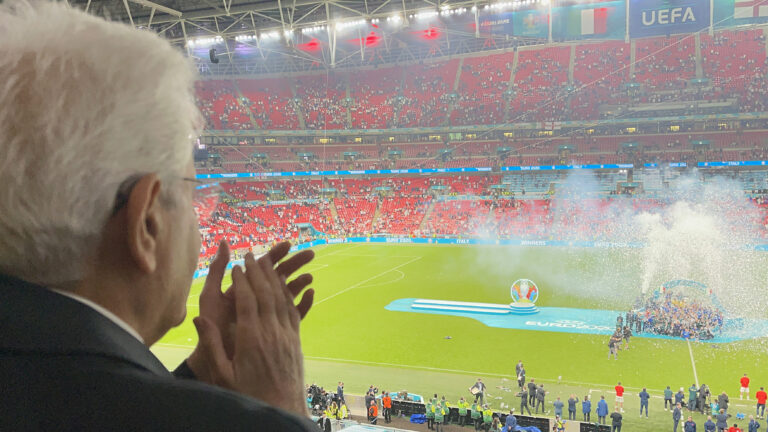 Londra - Il Presidente della Repubblica Sergio Mattarella alla finale degli europei di calcio, oggi 11 luglio 2021.
(Ufficio per la Stampa e la Comunicazione della Presidenza della Repubblica)